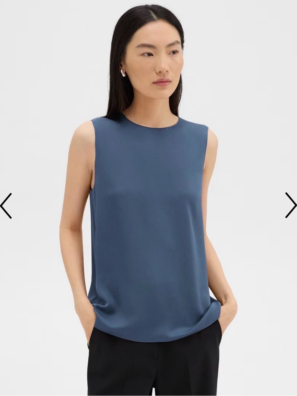 Theory Sleeveless Silk Shell Top in Slate Blue